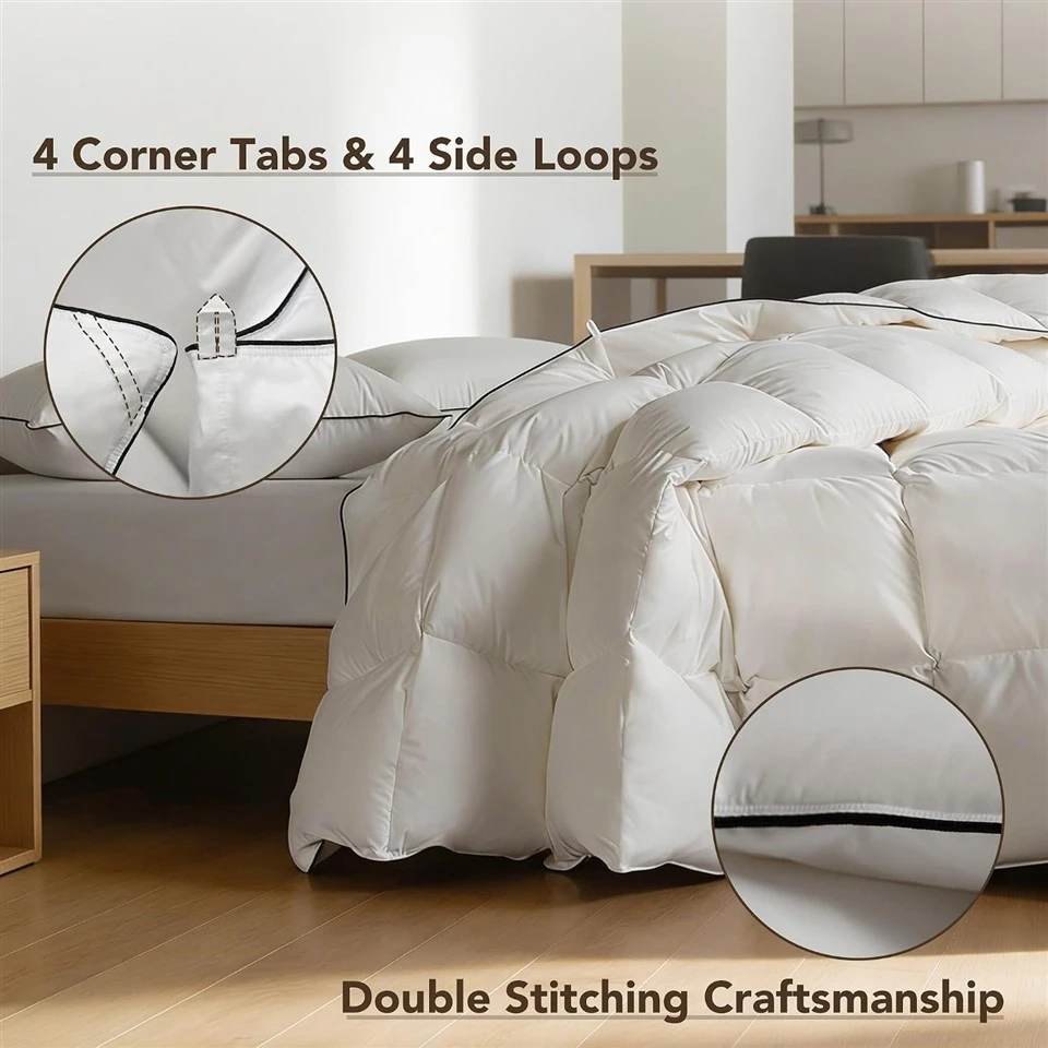 Luxury White Goose Feathers Down Fiber Comforter Duvet Insert factory