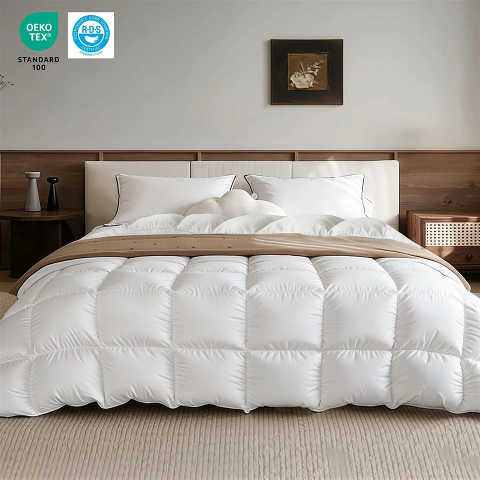 Luxury White Goose Feathers Down Fiber Comforter Duvet Insert